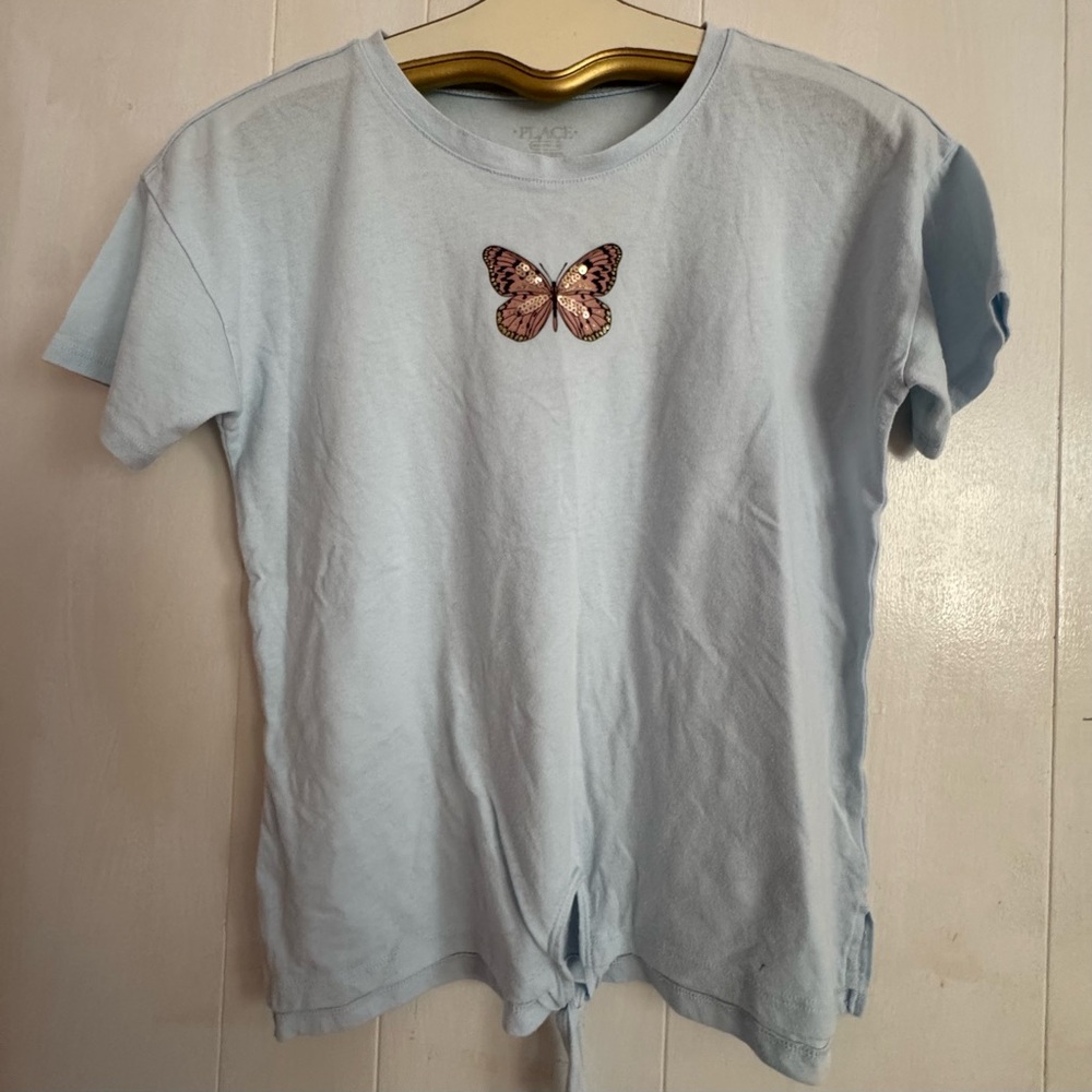 Children’s Place Sky Blue Butterfly Tee - Front tie